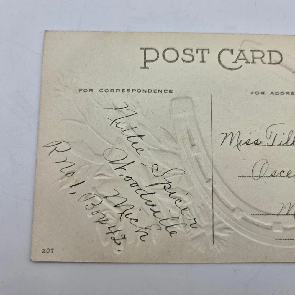 Good Luck Best Wishes Vintage Postcard Horseshoe Rose‎ 1909 R Conwell